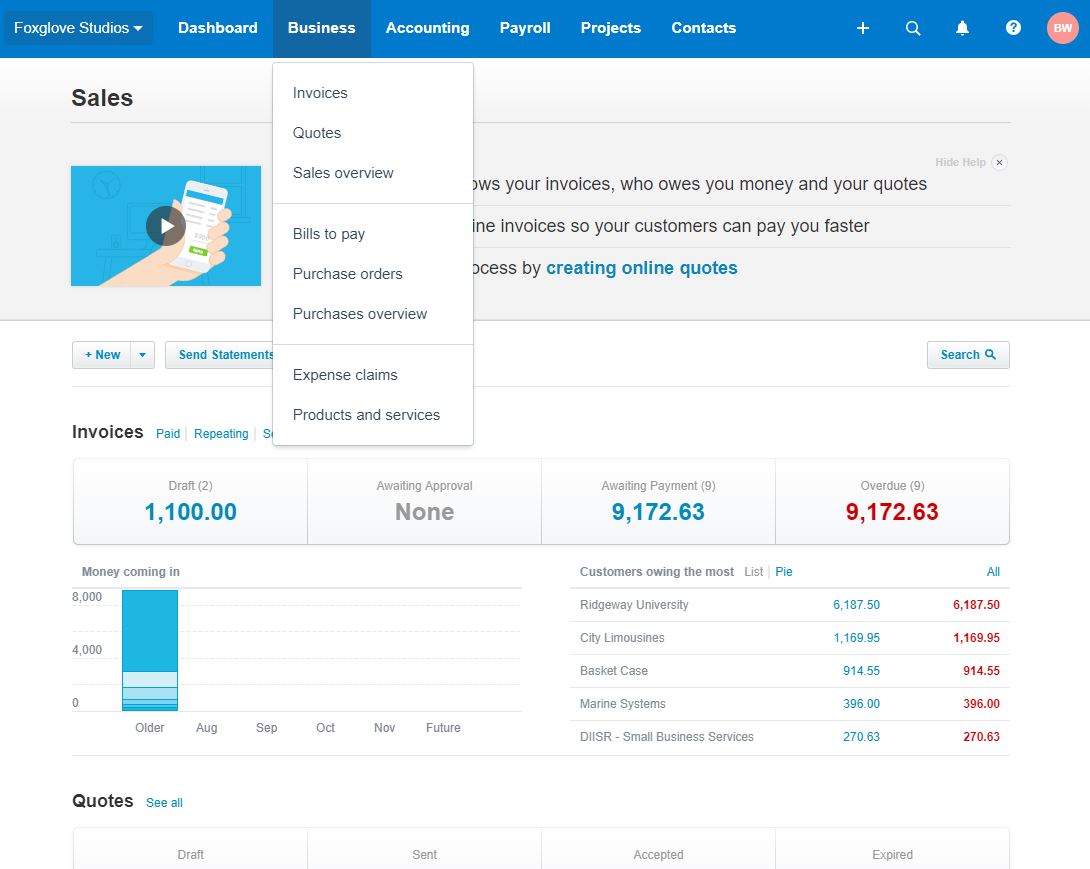 xero screenshot