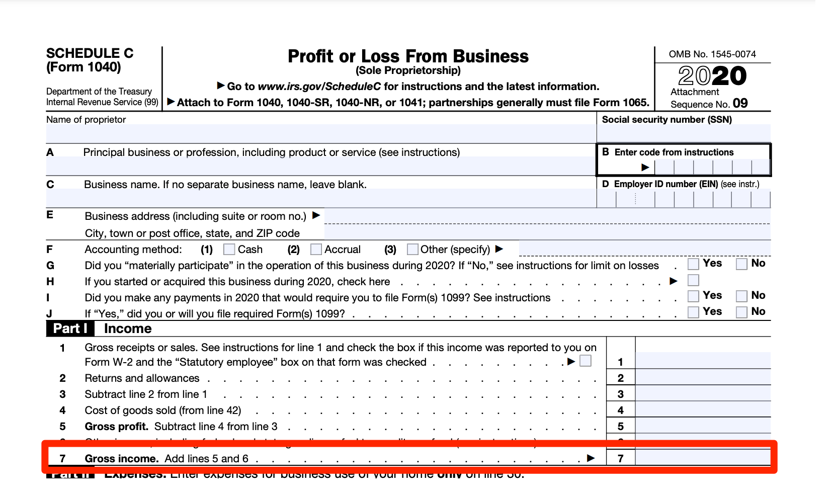 2020 Scheudle C Line 7