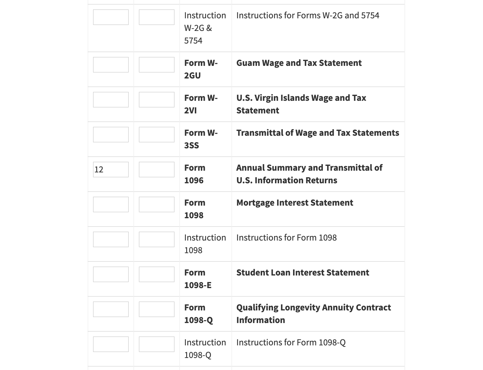 Form 1096 selection online
