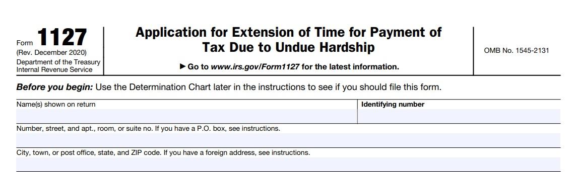 IRS Form 1127 header