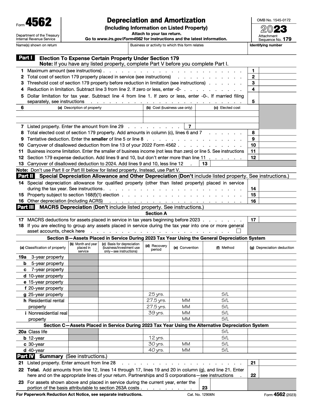 Page 1 of Form 4562